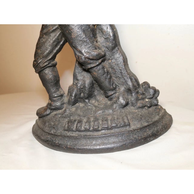 Rare Large Antique 1800's Solid Cast Iron Figural Man With Hatchet Doorstop For Sale - Image 4 of 12