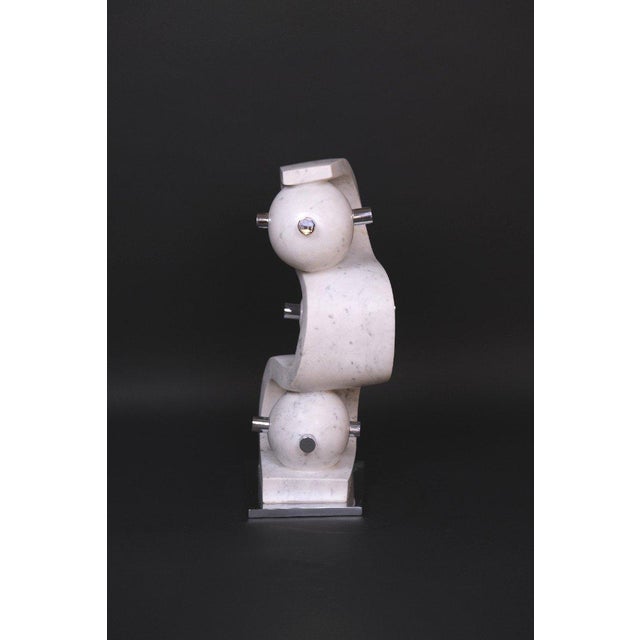 Hugo Verheyen, Incomprehension I Sculpture, 1980s, Carrara Marble and Chromed Metal For Sale - Image 9 of 10