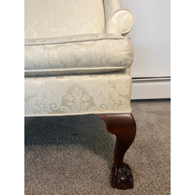 Mid 20th Century Cyber Monday Flash Sale - Mid 20th Century Kindel Ball & Claw Chippendale Queen Anne Flared Wingback Chair For Sale - Image 5 of 12