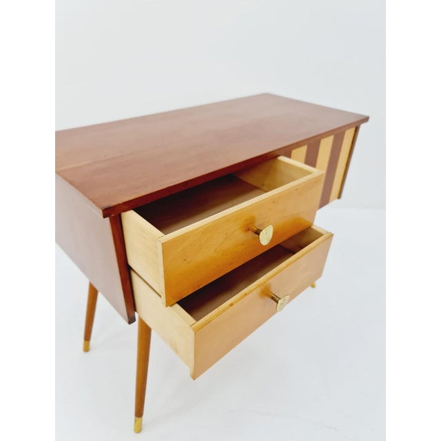 Brown Mid-Century German Teak & Beech Side Table, 1950s For Sale - Image 8 of 10