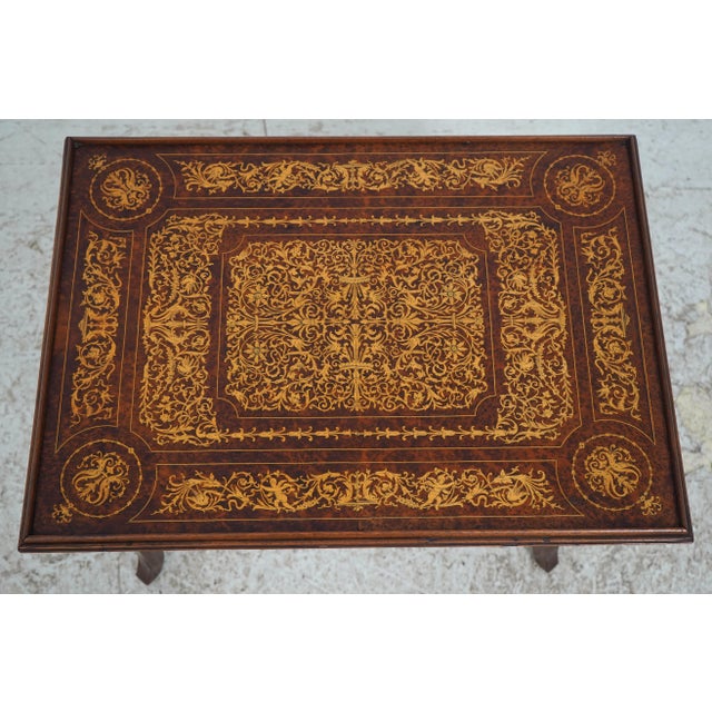 Italian Vintage Italian Marquetry Inlaid Accent Table For Sale - Image 3 of 13