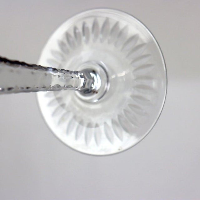 Glass Antique Bohemian Amethyst Floral Cut to Clear Crystal Stemmed Wine Goblets - Set of 3 For Sale - Image 7 of 11