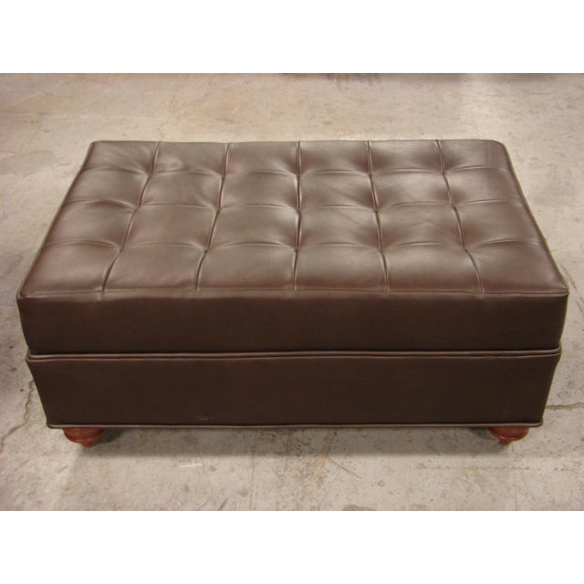 Brown Leather Rectangular Ottoman Chairish
