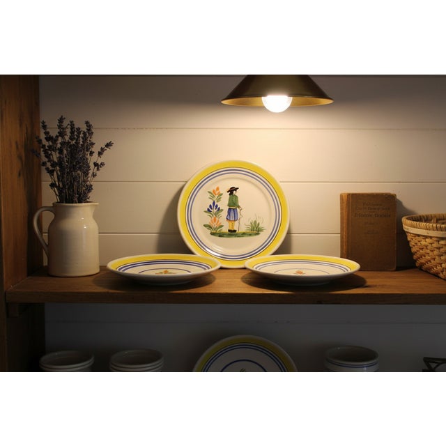 Vintage Henriot Quimper Faience Hand-Painted Plates - Set of 3 For Sale - Image 9 of 9