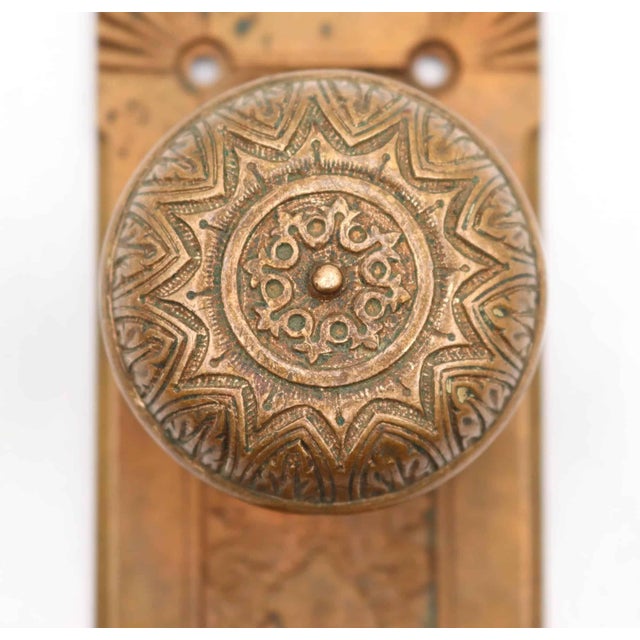 Antique Corbin made bronze dummy door knob set. The Vernacular style door knob was in the 1875 catalog. The Empire style...