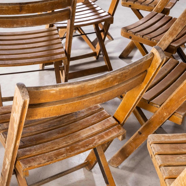 Wood Beech Folding Chairs, 1960s, Set of 12 For Sale - Image 7 of 9