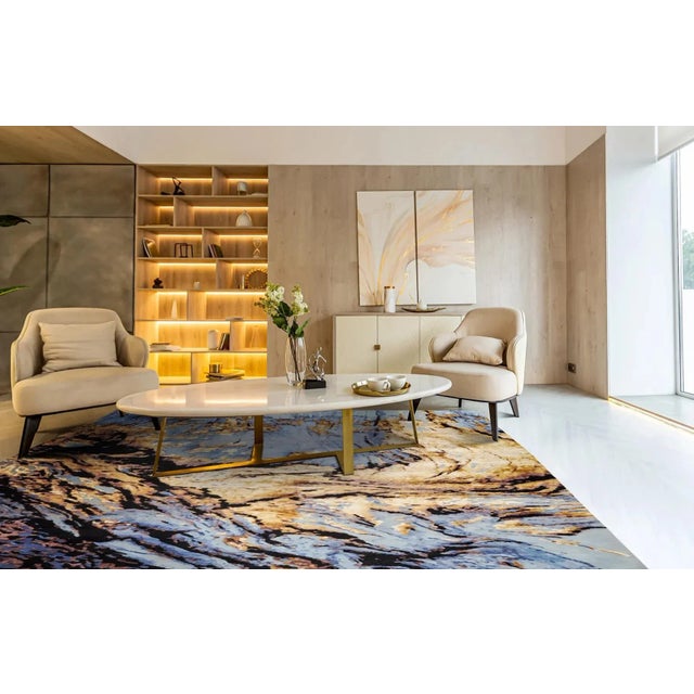 Contemporary Glacial Haven Rug in Hand-Knotted Wool and Viscose by Murano Shutters For Sale - Image 3 of 6
