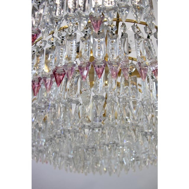 Swarovski Crystal & Brass Chandelier attributed to Palwa, Germany, 1960s For Sale - Image 6 of 16