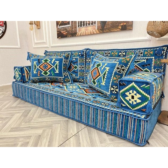 Mid-Century Modern Contemporary Moroccan Couch For Sale - Image 3 of 4