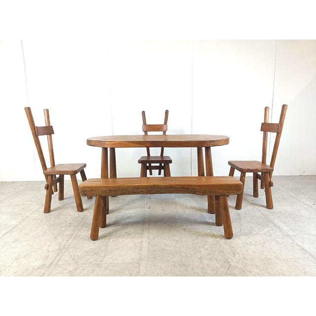 1960s Vintage Brutalist Dining Set, 1960s, Set of 5 For Sale - Image 5 of 11