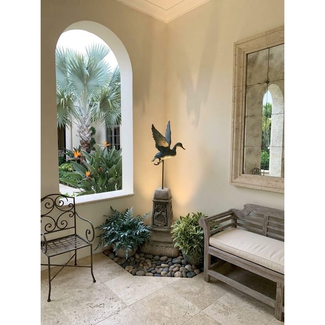 Bronze-Finished Cast Iron Flying Duck Statue on Cast Stone Pedestal For Sale - Image 12 of 12