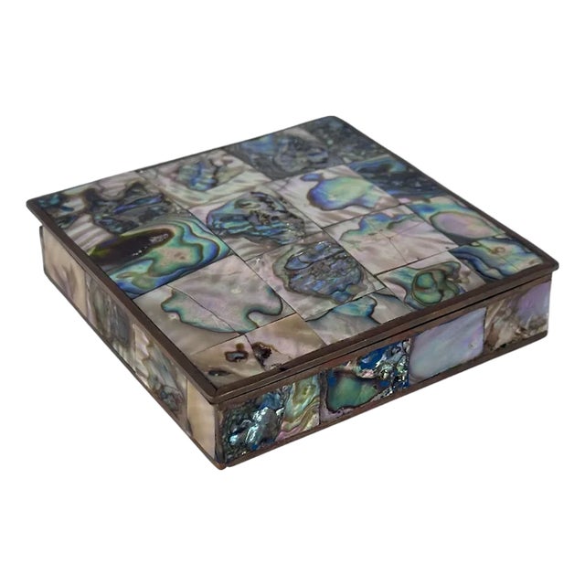 1950s Abalone Shell Rosewood Lined Box For Sale
