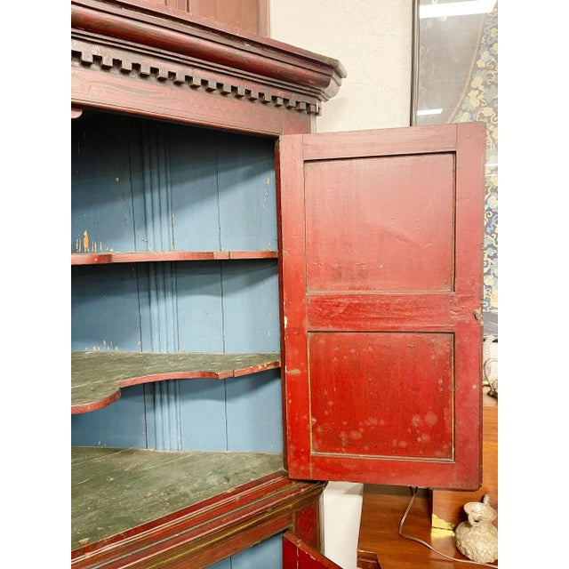 19th Century American Southern Plantation Chinoiserie Decorated Corner Cupboard For Sale - Image 9 of 11