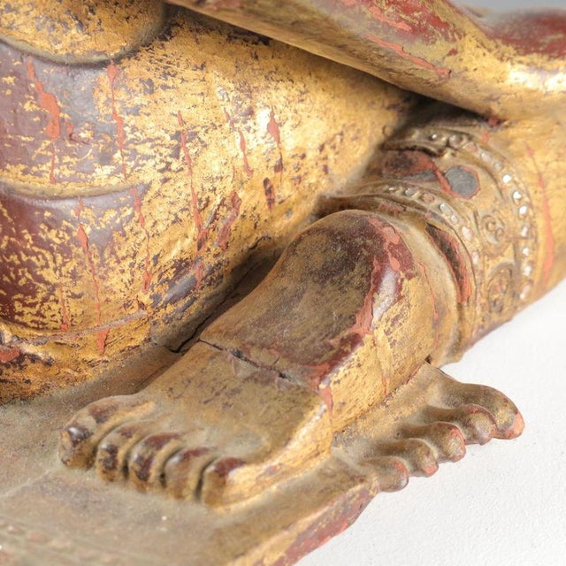 Monk Sculpture in Lacquered and Gilded Wood For Sale - Image 5 of 9