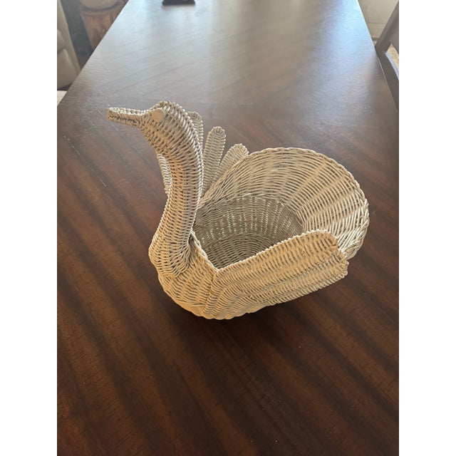Mid 20th Century Large Wicker White Swan Basket Planter in the Style of Mario Lopez Torres For Sale - Image 12 of 12