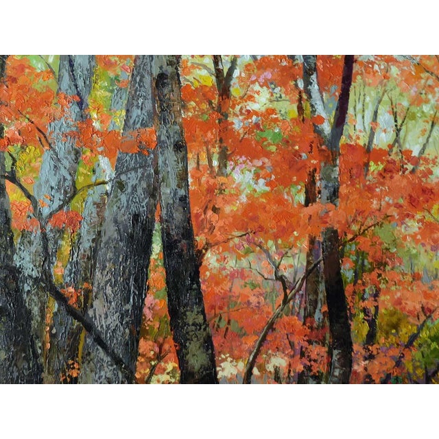 Paul Guy Gantner "Trees in Color" Original Oil Painting on Canvas Framed Hand Signed For Sale - Image 4 of 7