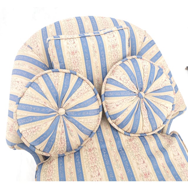 Down Filled Tassels Blue & Gold Upholstery Turned Legs Chaise Lounge For Sale - Image 6 of 12