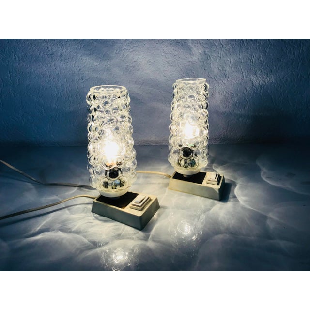 Glass Vintage Bubble Glass Table Lamps, 1970s, Set of 2 For Sale - Image 7 of 10
