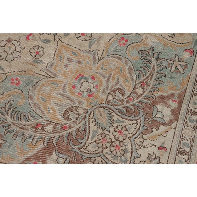 Shabby Chic Vintage Beige/Red Wool Rug - 8'8'' X 11'4'' For Sale - Image 4 of 10