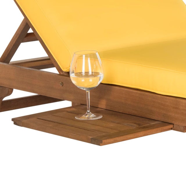 2020s Newport Chaise Lounge Chair with Side Table, Natural/Yellow Cushion For Sale - Image 5 of 9