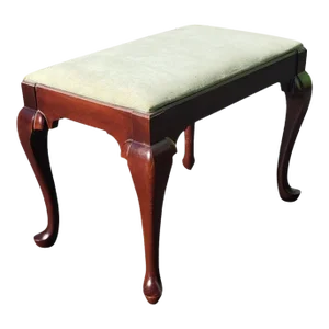 1950s Kling Factories Queen Anne Velvet Upholstered Bench
