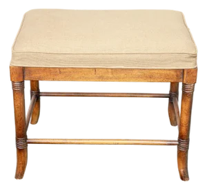Vintage Faux Bamboo Upholstered Vanity Foot Stool