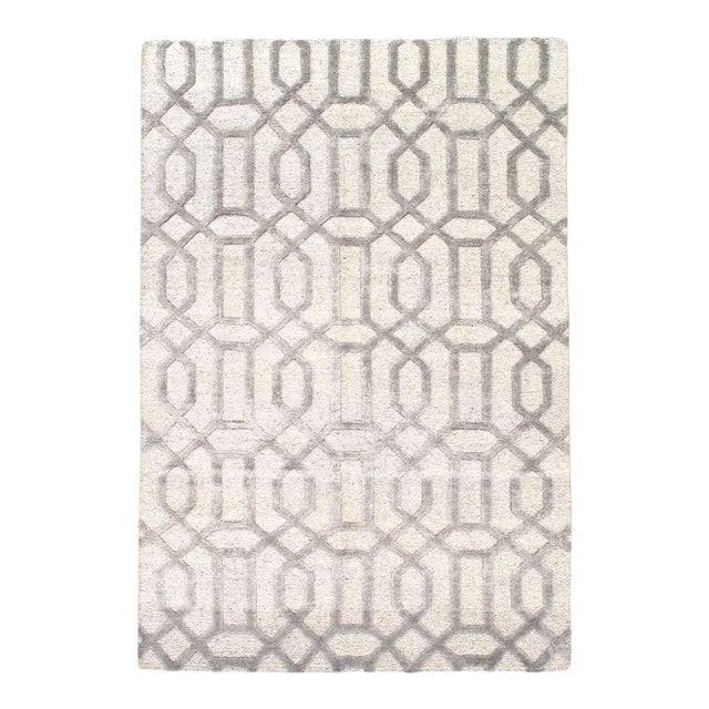 2020s Gray Color Hand Knotted Modern Rug For Sale