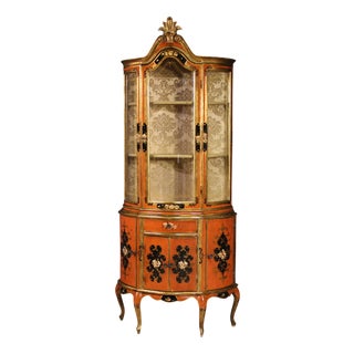 Vintage Tuscan Lacquered and Painted Display Cabinet, 1970 For Sale