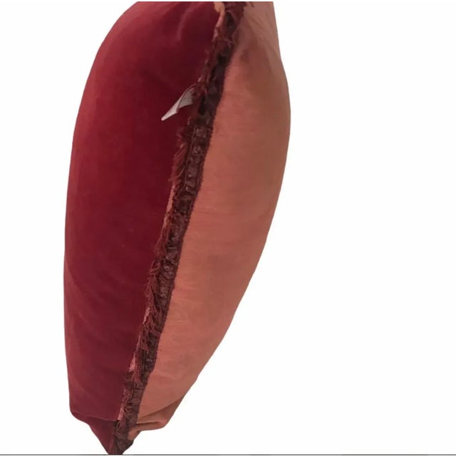 Mauve Silk Vintage Damask and cotton velvet decorative pillow, with hidden zipper.Sustainable, recycled, and Eco-Friendly....