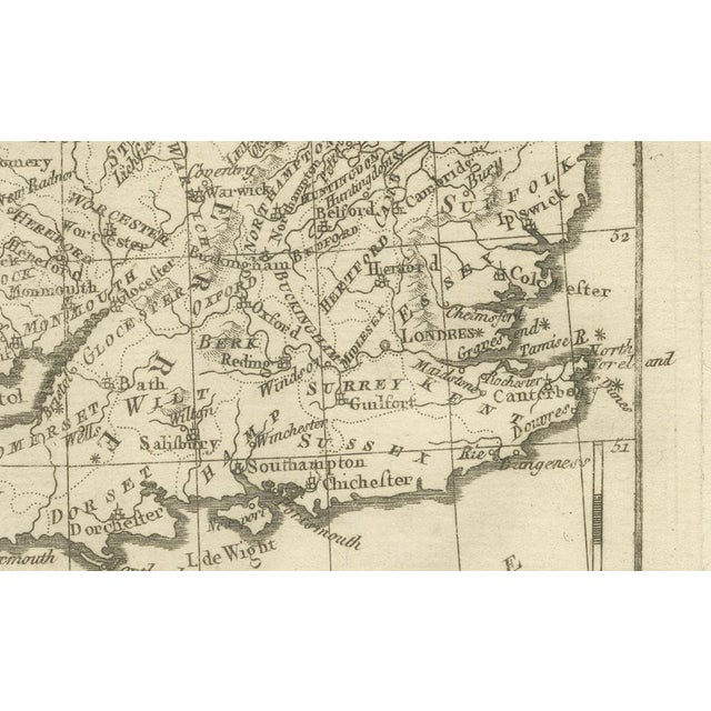 Black British Isles England and Scotland and Ireland Map by Bonne, 1780 For Sale - Image 8 of 9