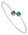 Modernist Emerald & Diamond Toi Et Moi Open Cuff Bangle, May Birthstone Gift For Sale