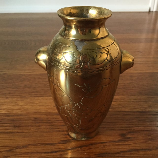 Brass Vase with Engraved Floral Design Chairish