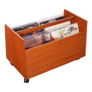 1970s Bruksbo Norwegian Teak Rolling Vinyl Record or Magazine Caddy