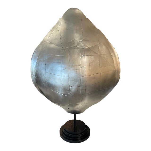 Large Faux Silver Turtle Shell Sculpture For Sale