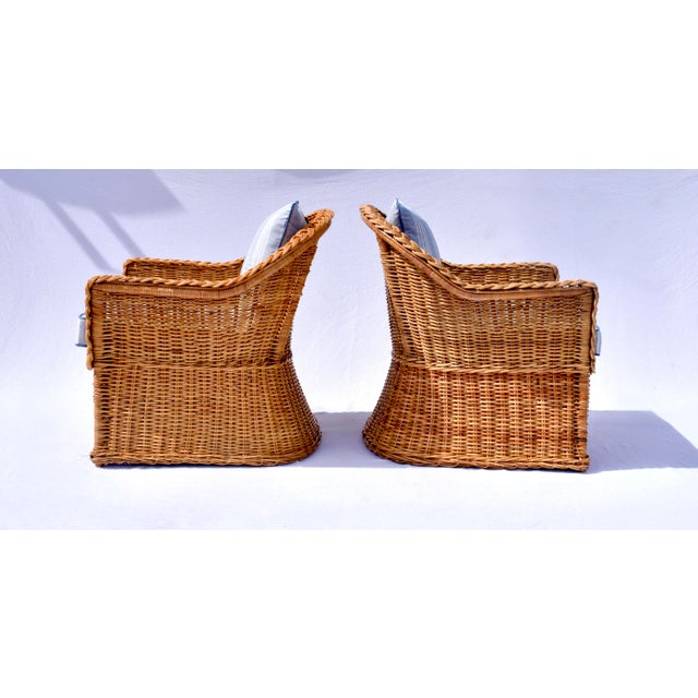 1980s Michael Taylor Wicker Lounge Chairs For Sale - Image 5 of 8