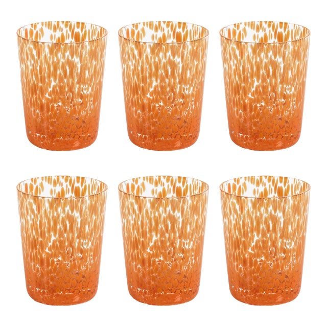Willa Speckled Glass Tumblers - Orange, Set of 6 For Sale