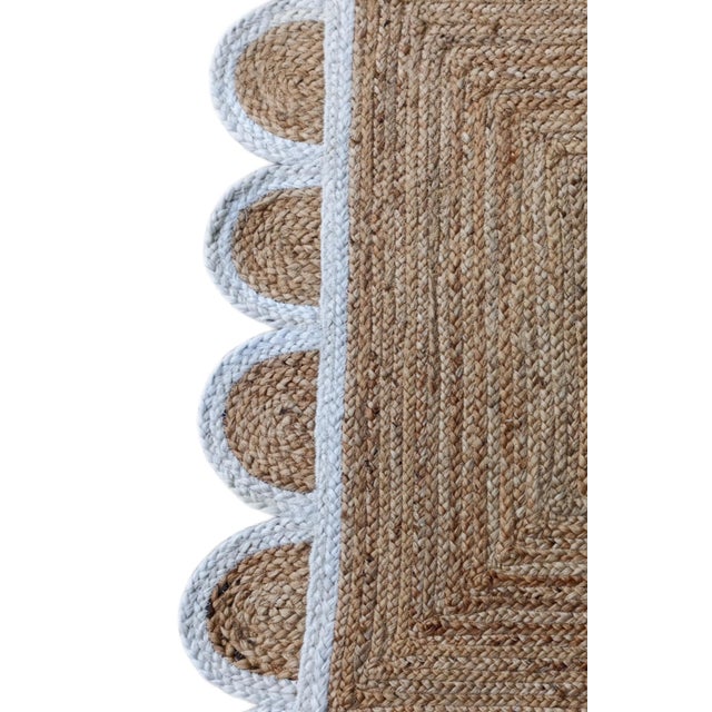 Not Yet Made - Made To Order Handwoven Natural Jute Bath Rug With White Scalloped Border For Sale - Image 5 of 11