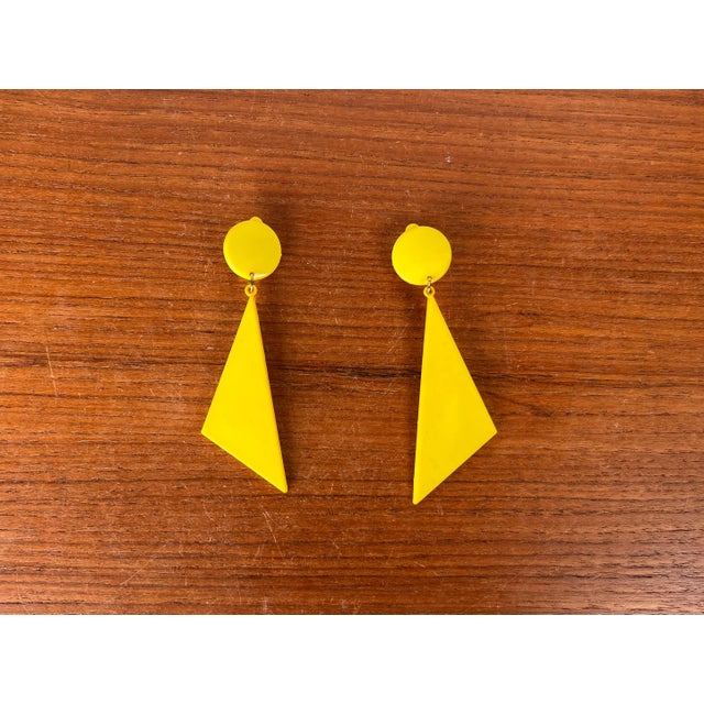 Vintage Yellow Ear Clips, 1980s, Set of 2 For Sale - Image 9 of 9