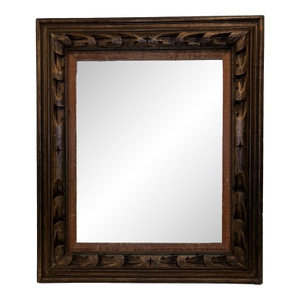 Vintage Carved Wood Picture Frame With Linen Liner