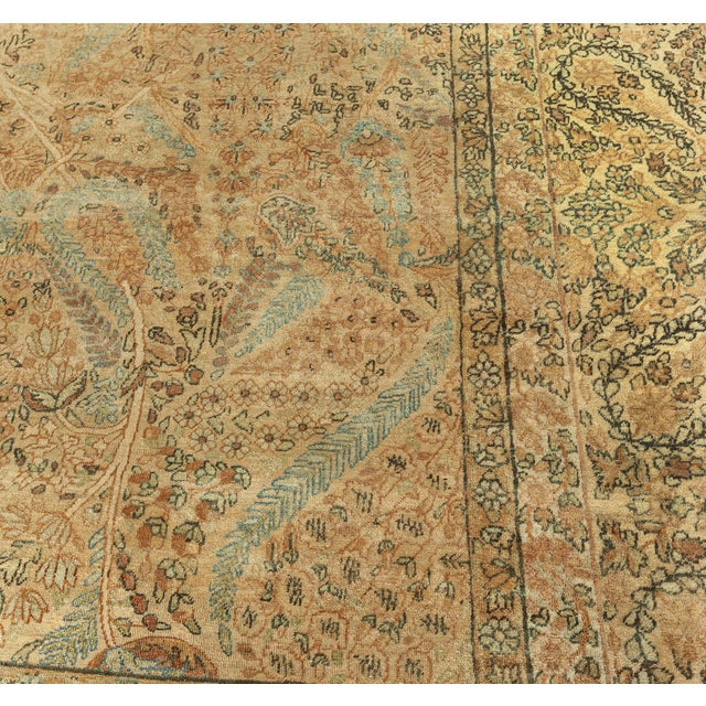 Authentic Early 20th Century Persian Kirman Botanic Carpet For Sale - Image 9 of 9