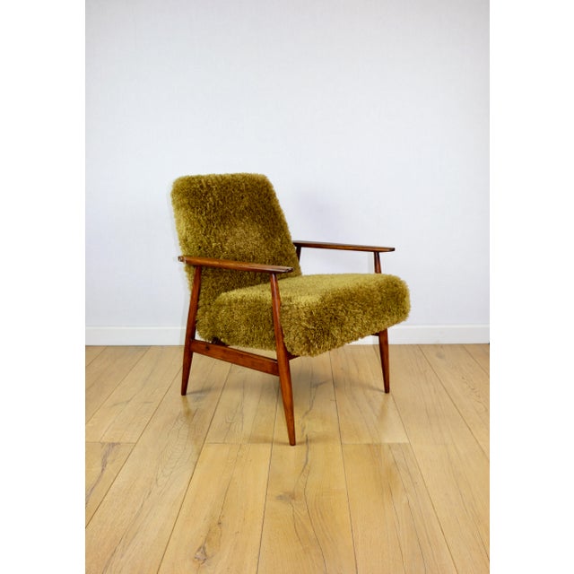 Vintage Lis Armchair with Olive Long Hair Rudy Boucle from Henryk Lis, 1970s For Sale - Image 11 of 13