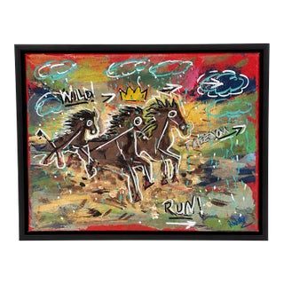 “Freedom” Basquiat-Style Neo-Expressionist Horse Painting, Original Art by Rebecca Williams For Sale