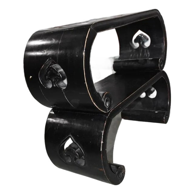 Pair of Sculptural Wooden Display / Plant Stands – Asian-Inspired Design For Sale