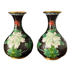 Set of 2 Chinese Vintage Cloisonné Vases, 1970s