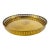 Vintage Hollywood Regency Round Brass Gallery Tray With Pierced Rim For Sale