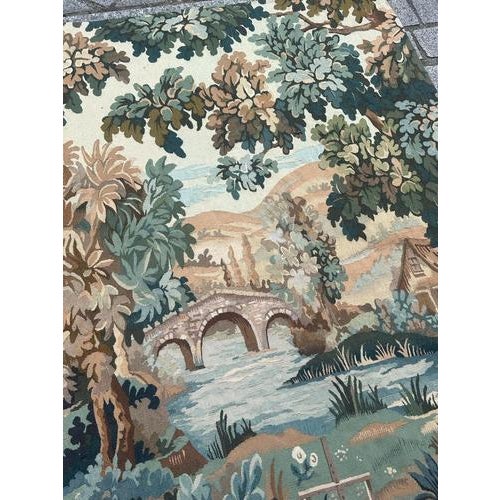Mid-Century Handwoven Aubusson The Man Near the River Tapestry, 1970s For Sale - Image 9 of 18