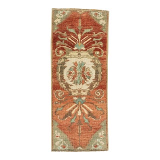 Turkish Mini Rug Oriental Hand Knotted Vintage Rug 1'3" x 3' #21238 For Sale