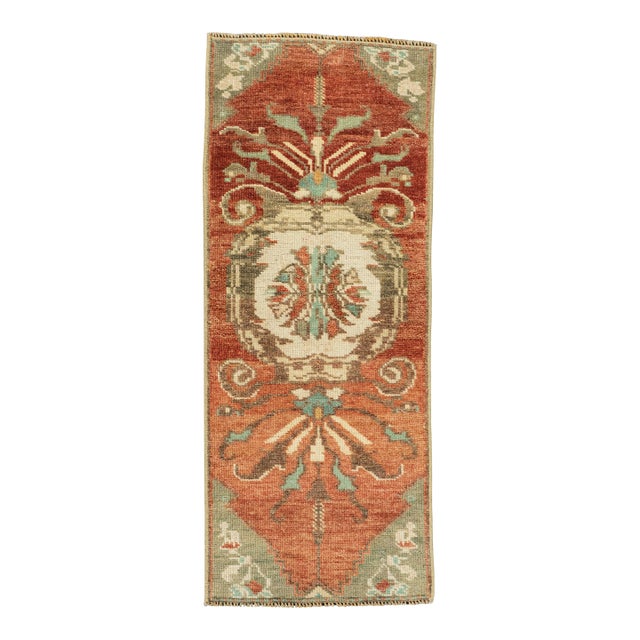 Turkish Mini Rug Oriental Hand Knotted Vintage Rug 1'3" x 3' #21238 For Sale