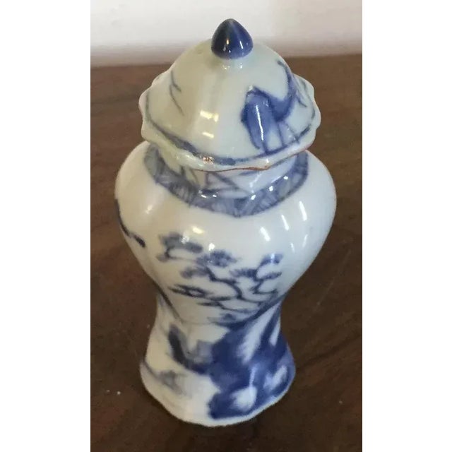 18th Century 18th Century Chinese Kangxi Porcelain Blue & White Landscape Vase & Cover For Sale - Image 5 of 11