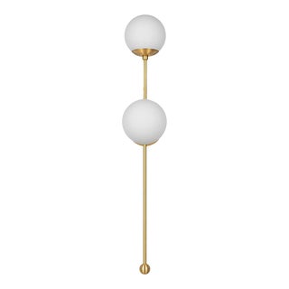 Schwung Globe Wall Sconce, 2-Light, Brasserie Style, Brass — Lbb, Black Gunmetal, Polished Nickel For Sale